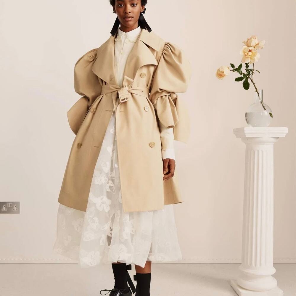 NWT Simone Rocha X H&M Puff Sleeve Trench Coat Size Large